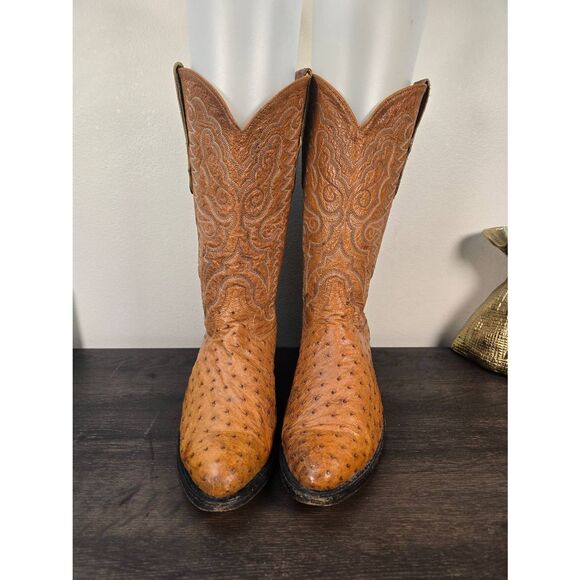 Tony Lama Full Quill Ostrich Shafts Exotic Men's Western Cowboy Boots Size 10 D
